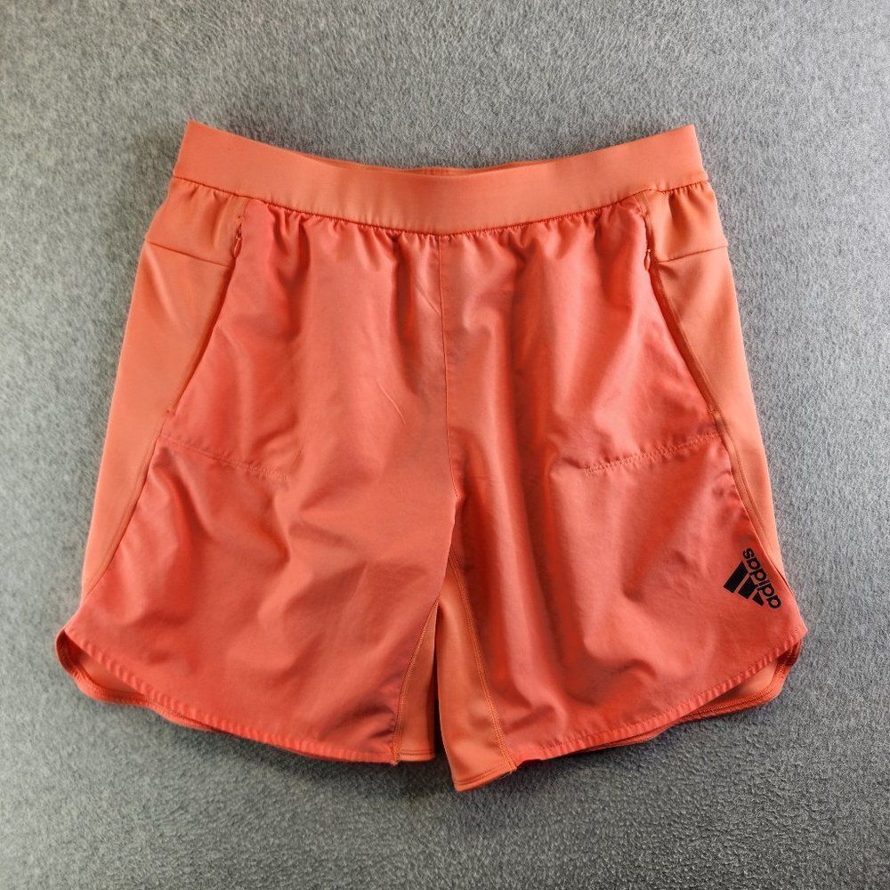 Adidas Shorts Mens XL Orange Designed For Training Zip Pockets 9" Inseam IC2041